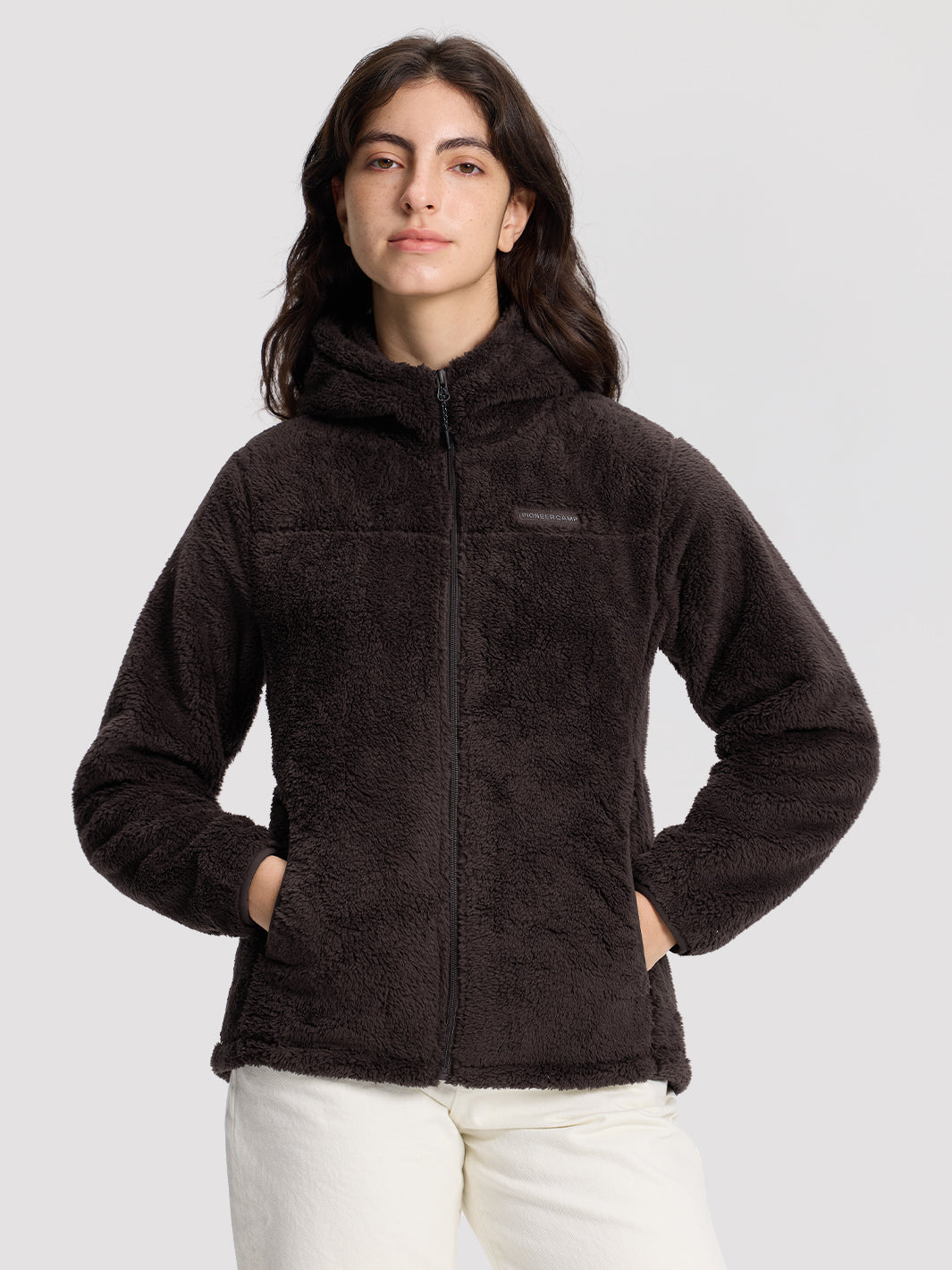 Women's Hooded Coral Fleece Jacket PIONEER CAMP
