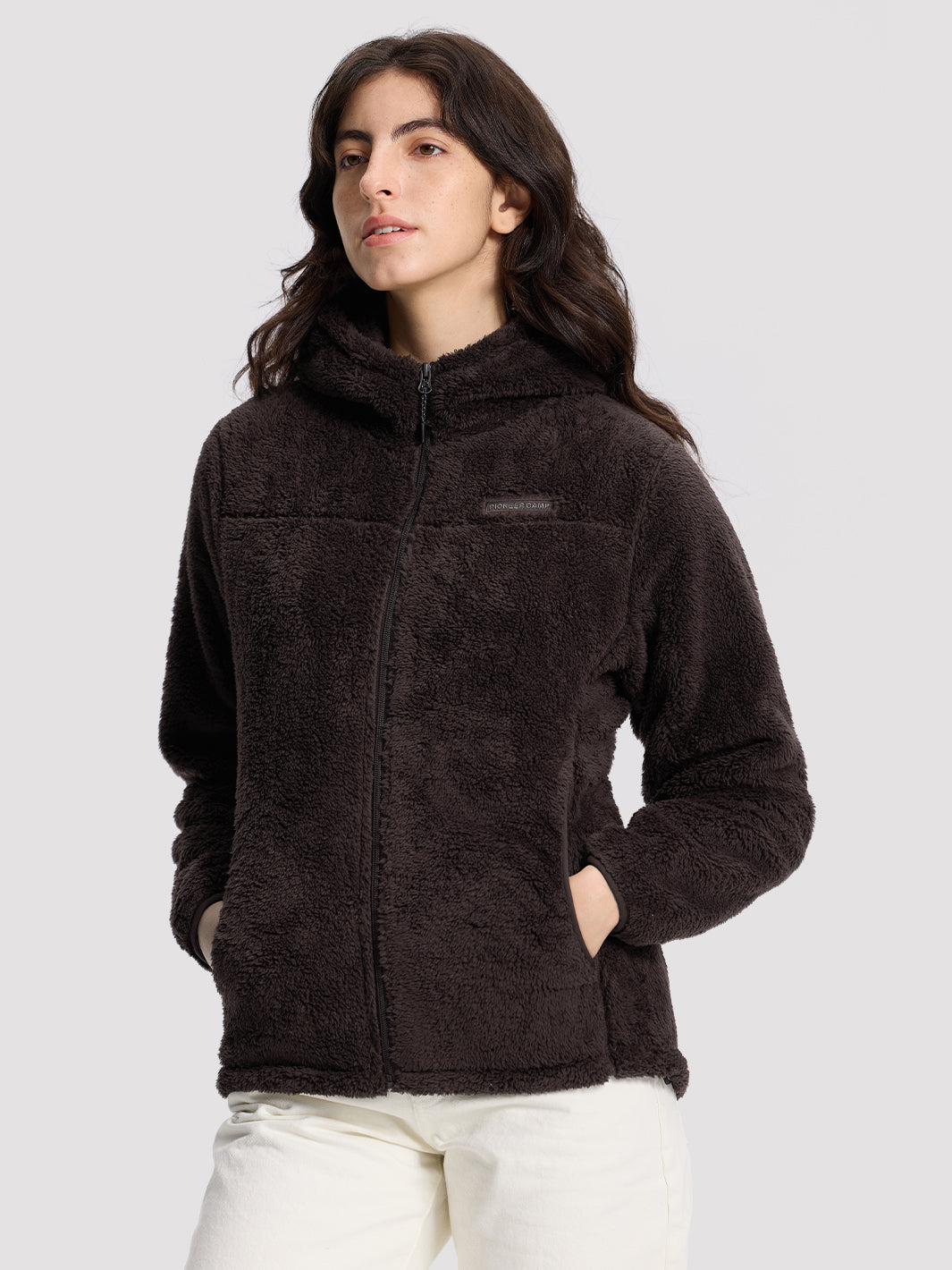 Women's Hooded Coral Fleece Jacket PIONEER CAMP
