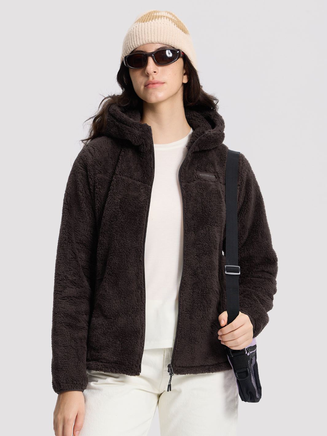 Women's Hooded Coral Fleece Jacket PIONEER CAMP