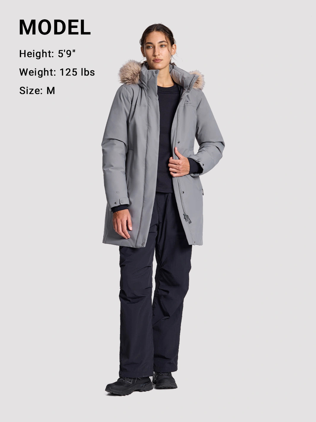Women's Waterproof 700 Fill Power Down Parka with Removable Faux Fur Hood PIONEER CAMP