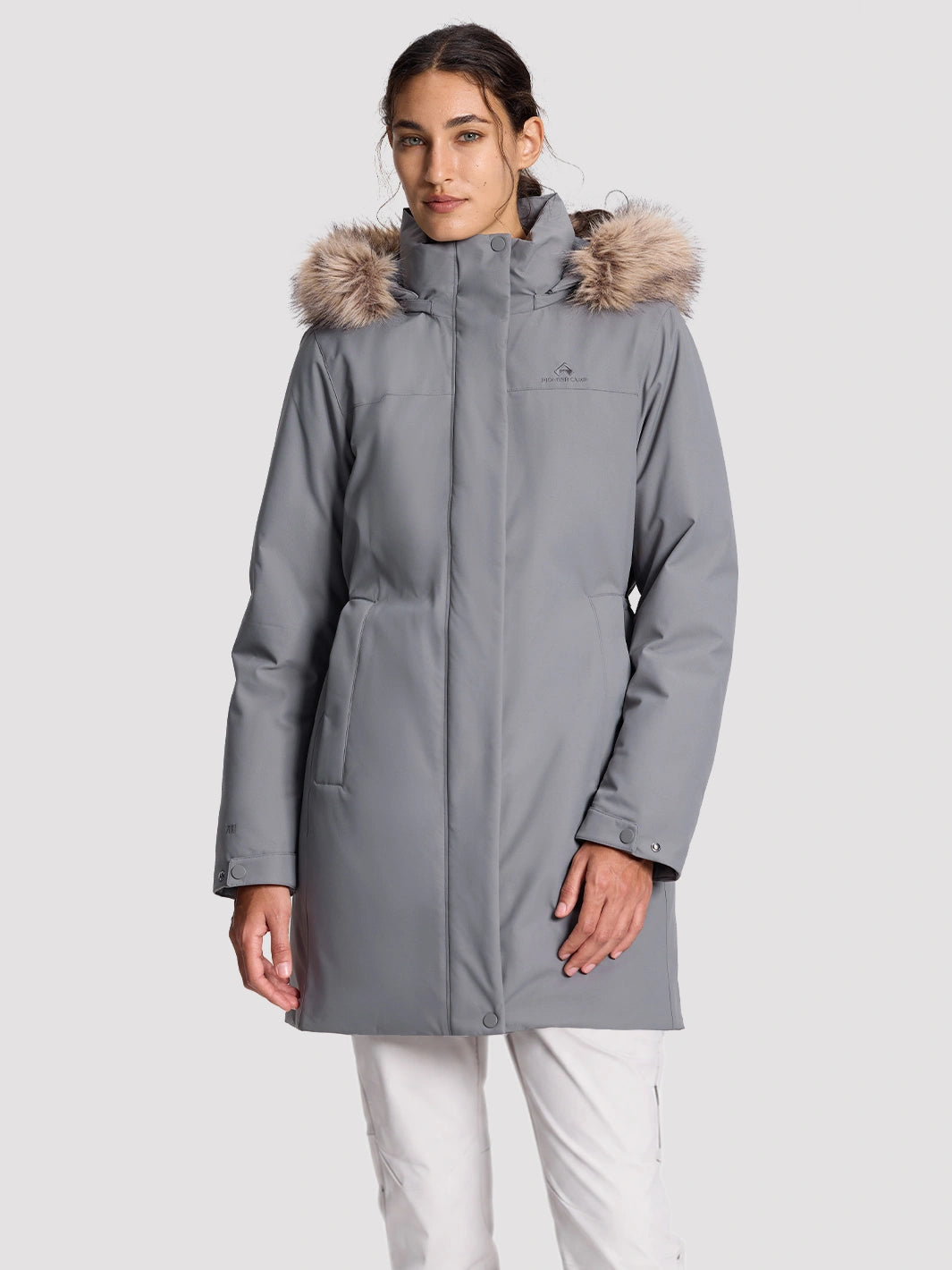 Women's Waterproof 700 Fill Power Down Parka with Removable Faux Fur Hood PIONEER CAMP