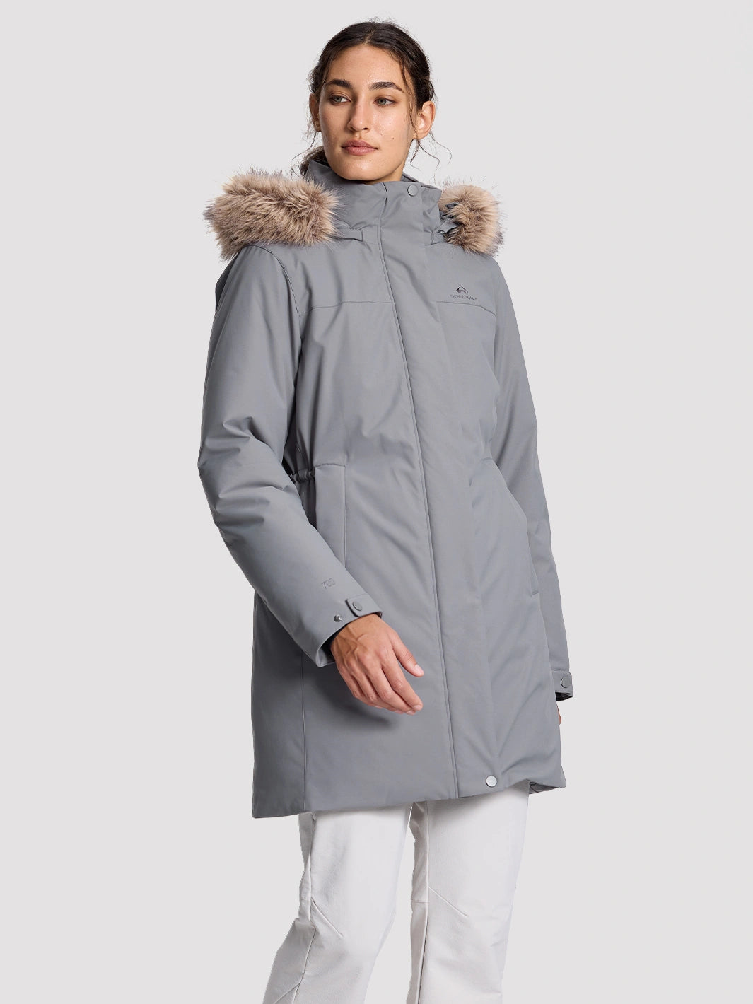 Women's Waterproof 700 Fill Power Down Parka with Removable Faux Fur Hood PIONEER CAMP