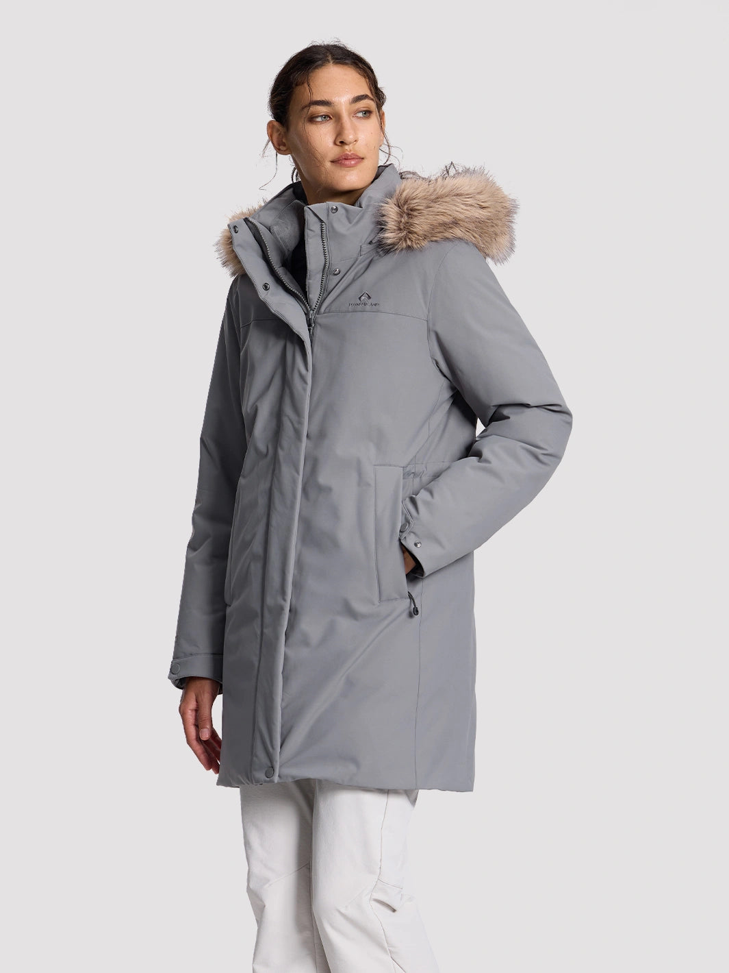Women's Waterproof 700 Fill Power Down Parka with Removable Faux Fur Hood PIONEER CAMP