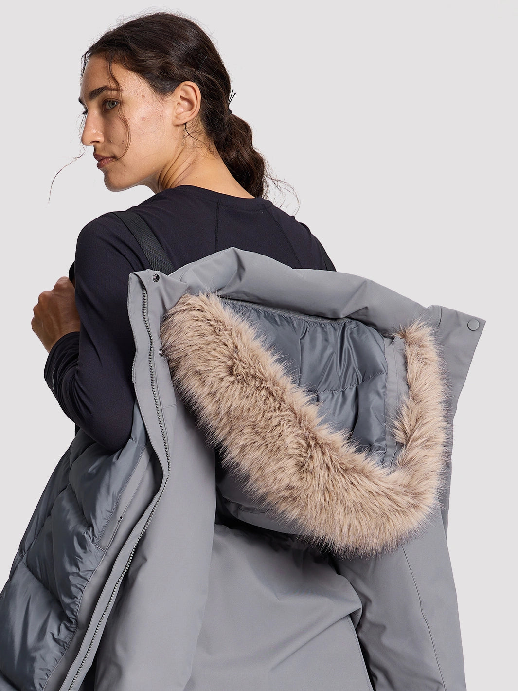 Women's Waterproof 700 Fill Power Down Parka with Removable Faux Fur Hood PIONEER CAMP