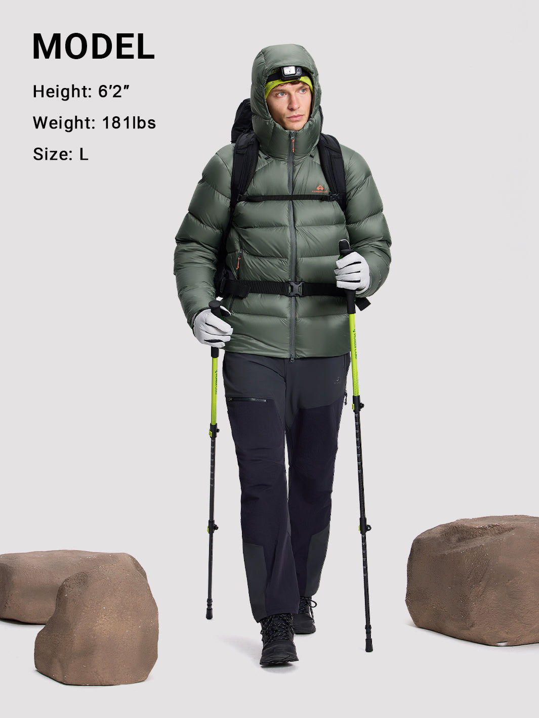 Men's 800-Fill Goose Down Hooded Jacket PIONEER CAMP