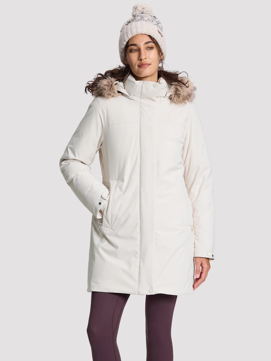 Women's Waterproof 700 Fill Power Down Parka with Removable Faux Fur Hood PIONEER CAMP