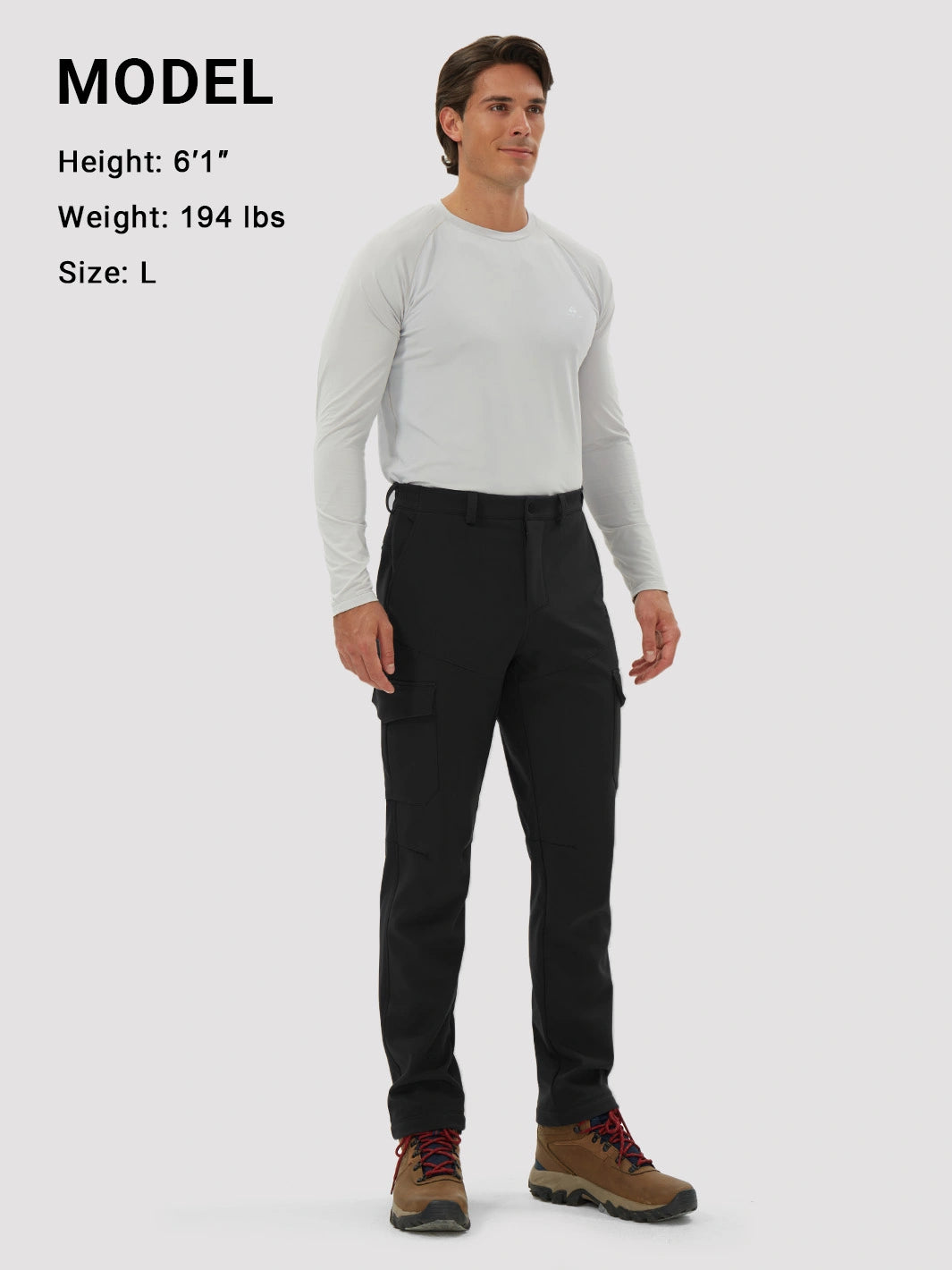 Men's Fleece-Lined Waterproof Cargo Hiking Pants