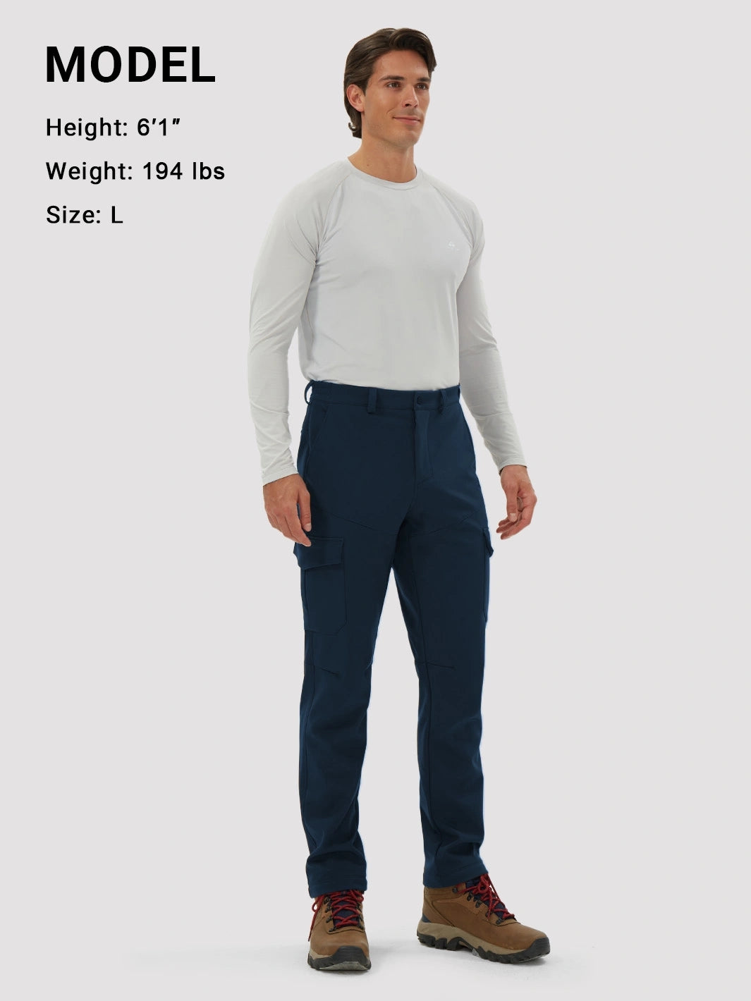 Men's Fleece-Lined Waterproof Cargo Hiking Pants