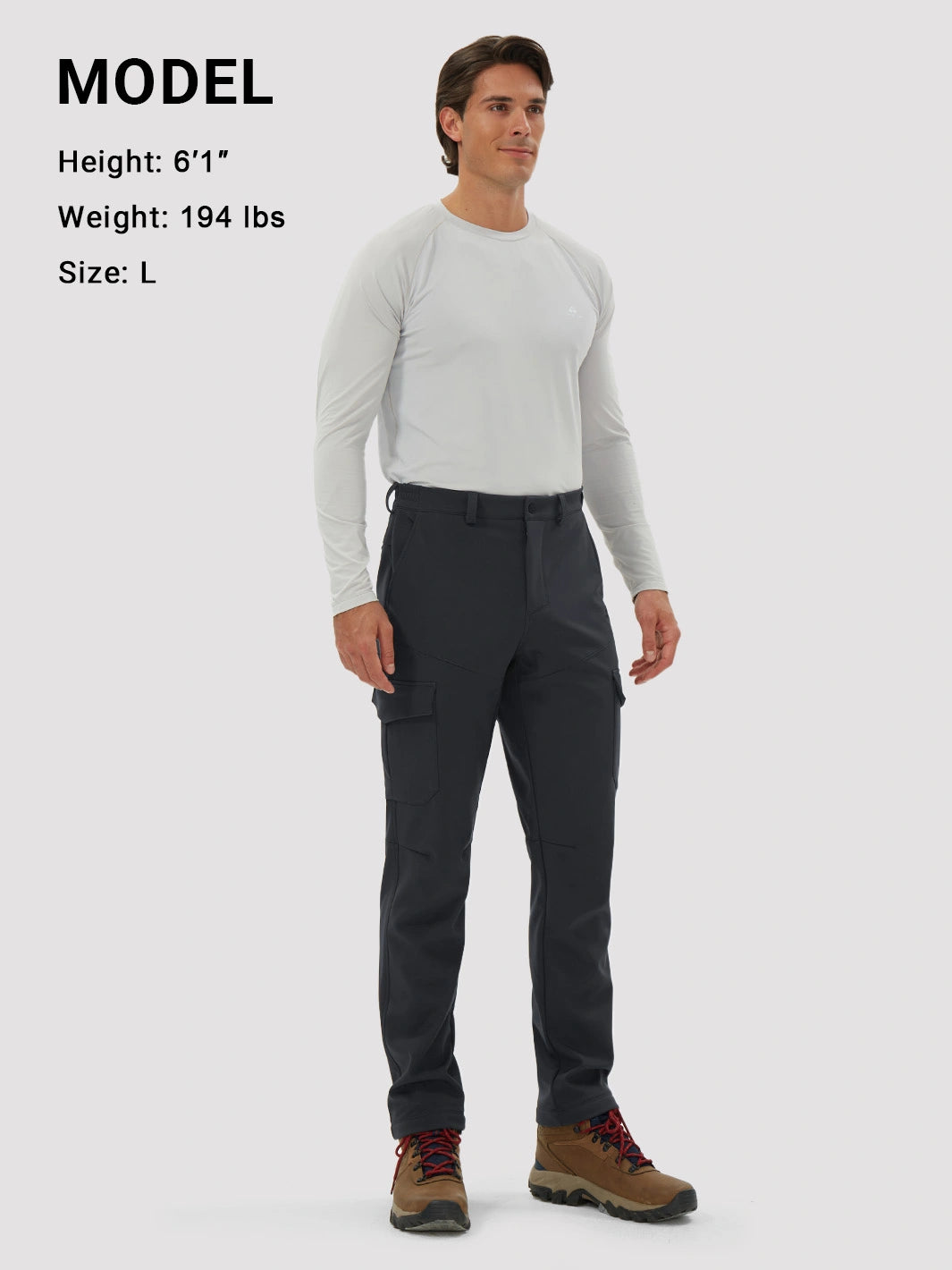 Men's Fleece-Lined Waterproof Cargo Hiking Pants