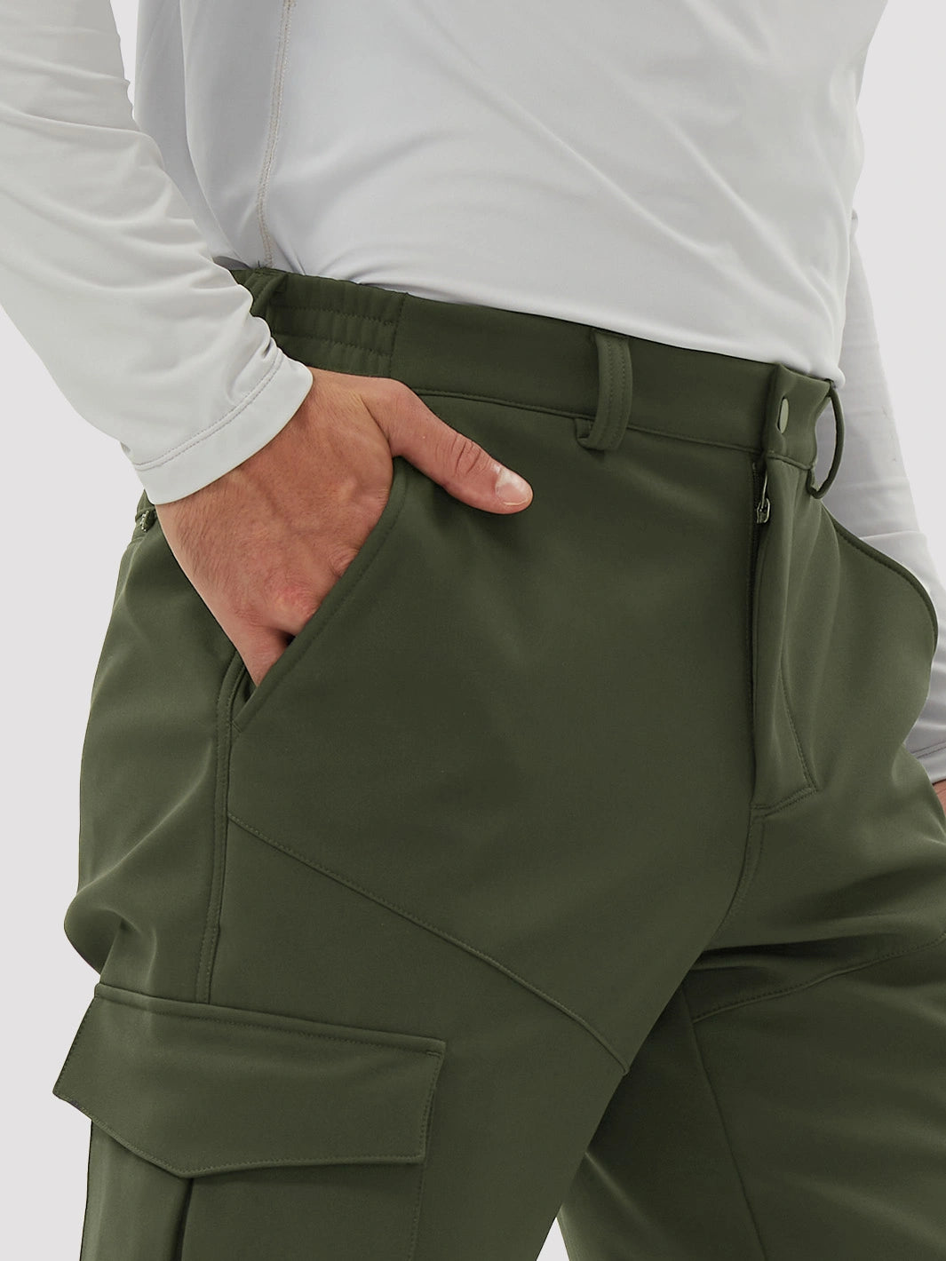 Men's Fleece-Lined Waterproof Cargo Hiking Pants