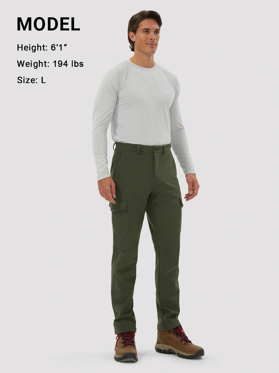 Men's Fleece-Lined Waterproof Cargo Hiking Pants