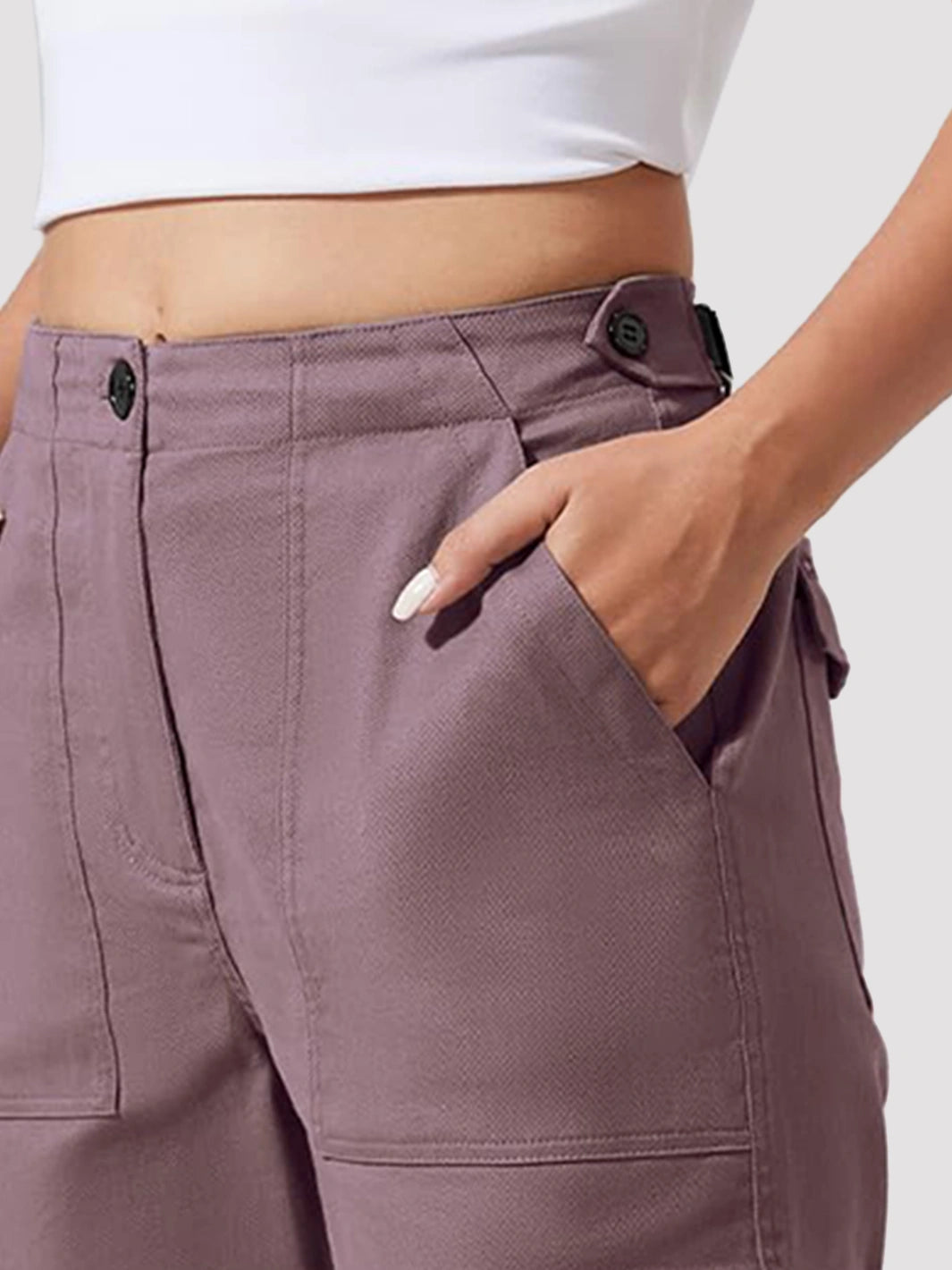 Women's High-Rise Tapered Cargo Pants with 6 Pockets