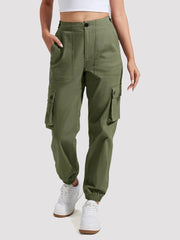 Women's High-Rise Tapered Cargo Pants with 6 Pockets
