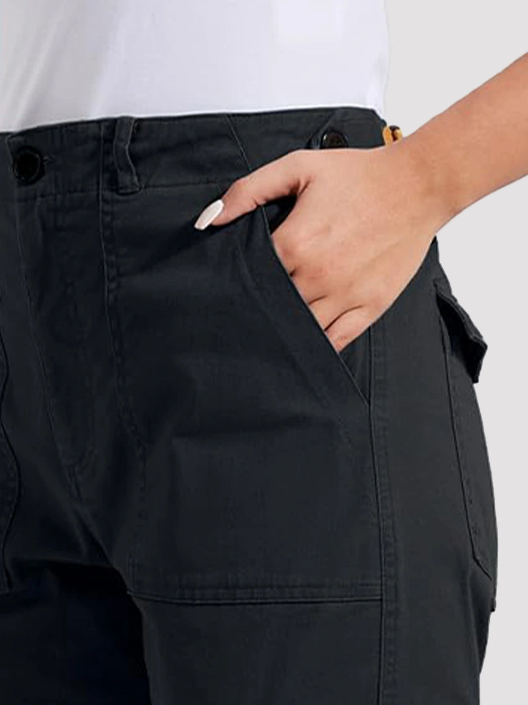 Women's High-Rise Tapered Cargo Pants with 6 Pockets