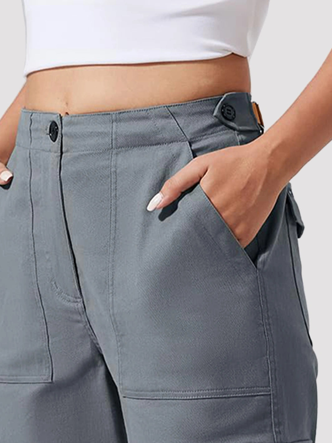 Women's High-Rise Tapered Cargo Pants with 6 Pockets