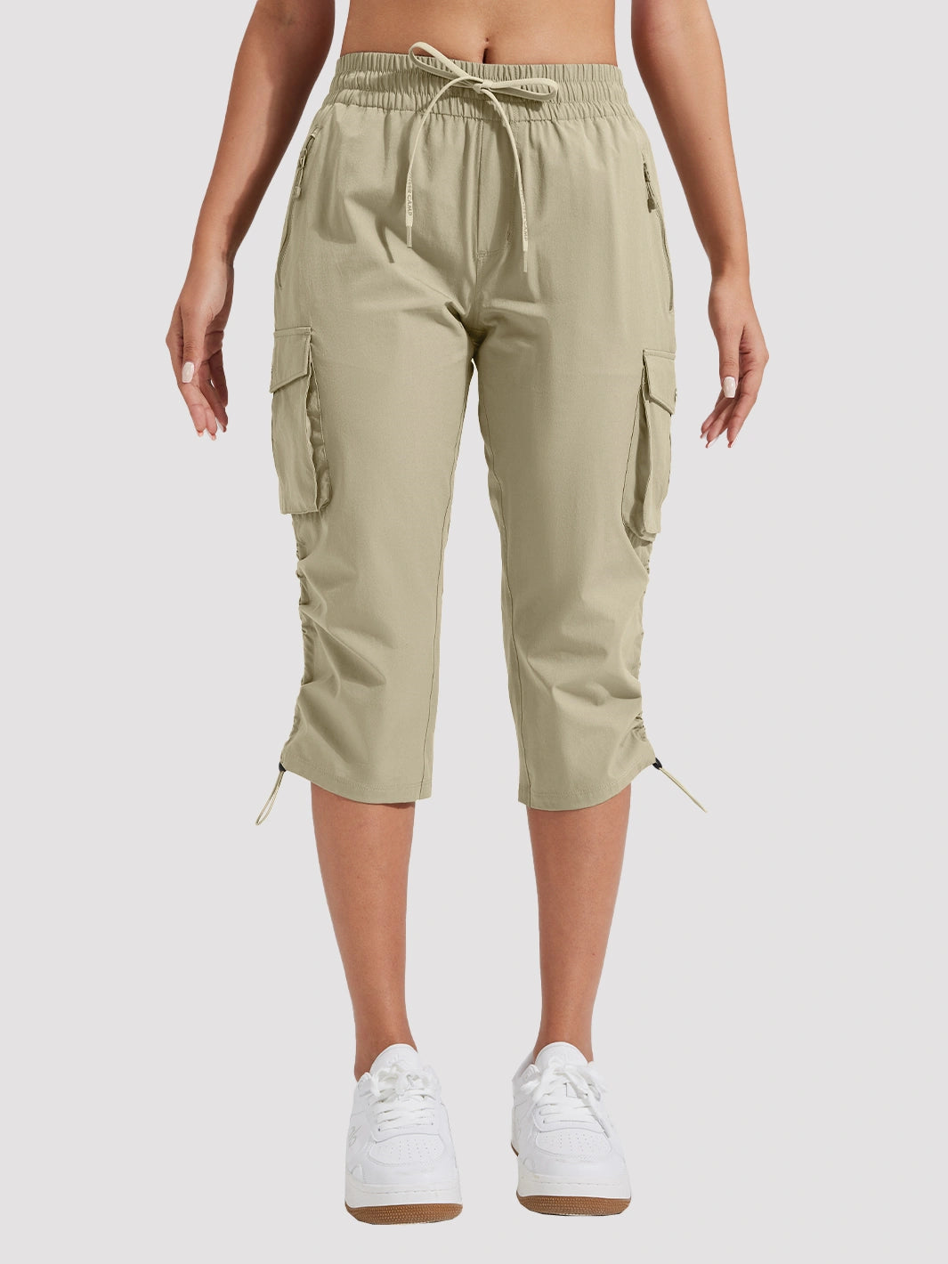 Leichte Cargo-Caprihose für Damen, schnell trocknend