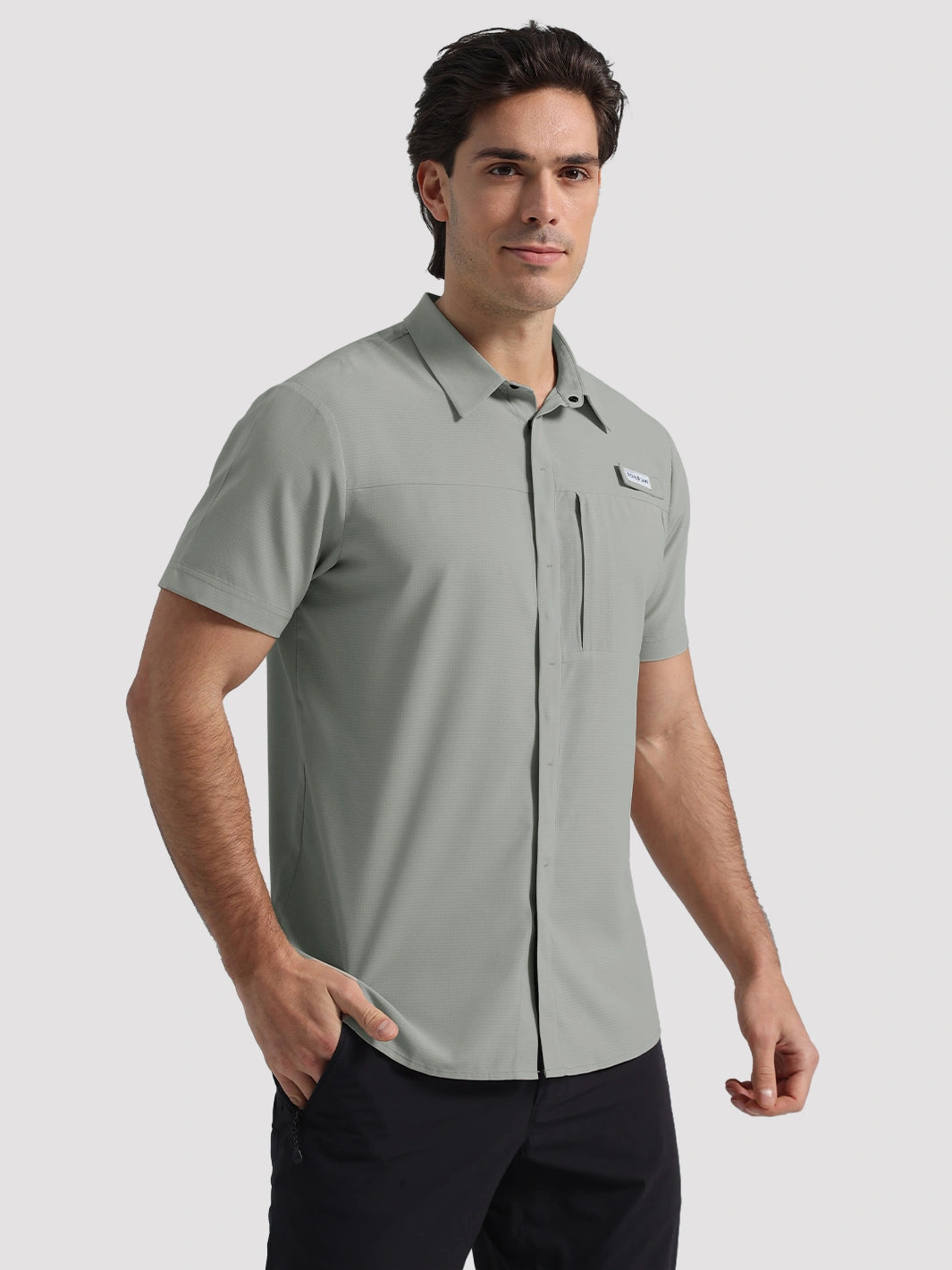 Men's UPF 50+ Quick-Dry Fishing Shirt with Rod Holder