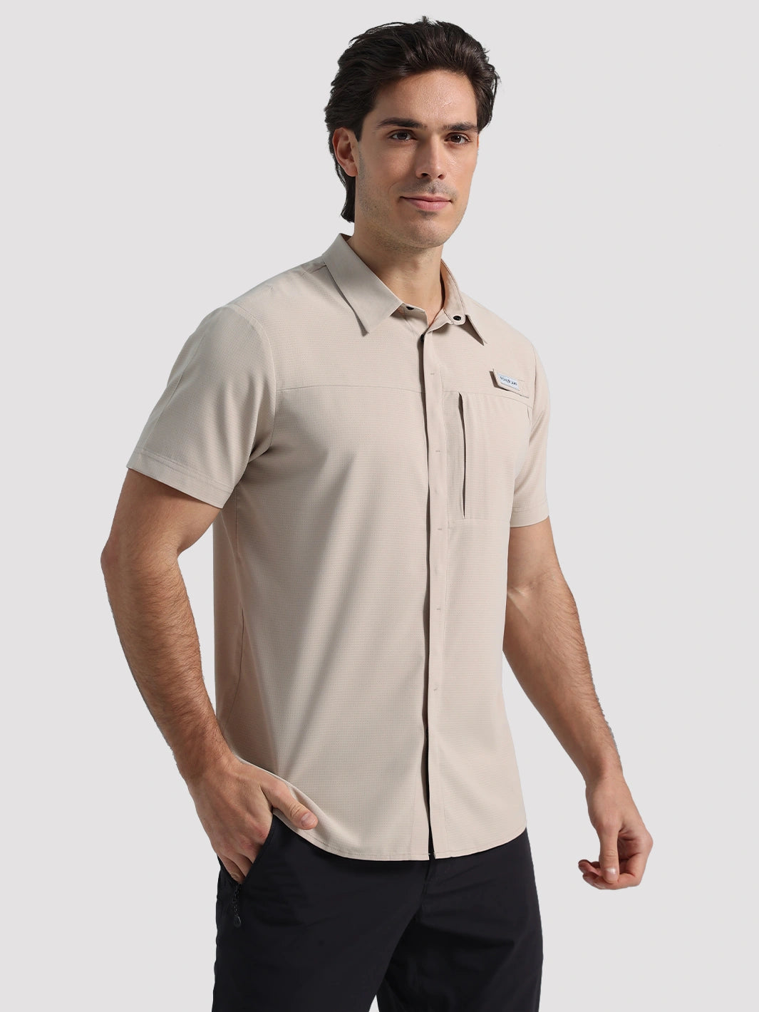 Men's UPF 50+ Quick-Dry Fishing Shirt with Rod Holder