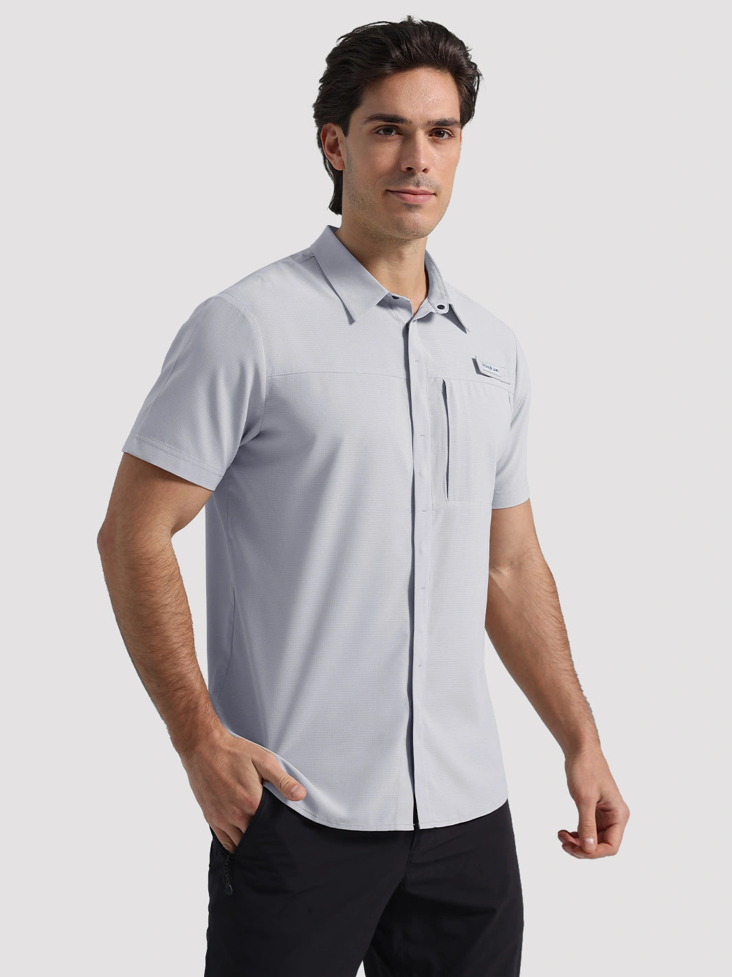 Men's UPF 50+ Quick-Dry Fishing Shirt with Rod Holder