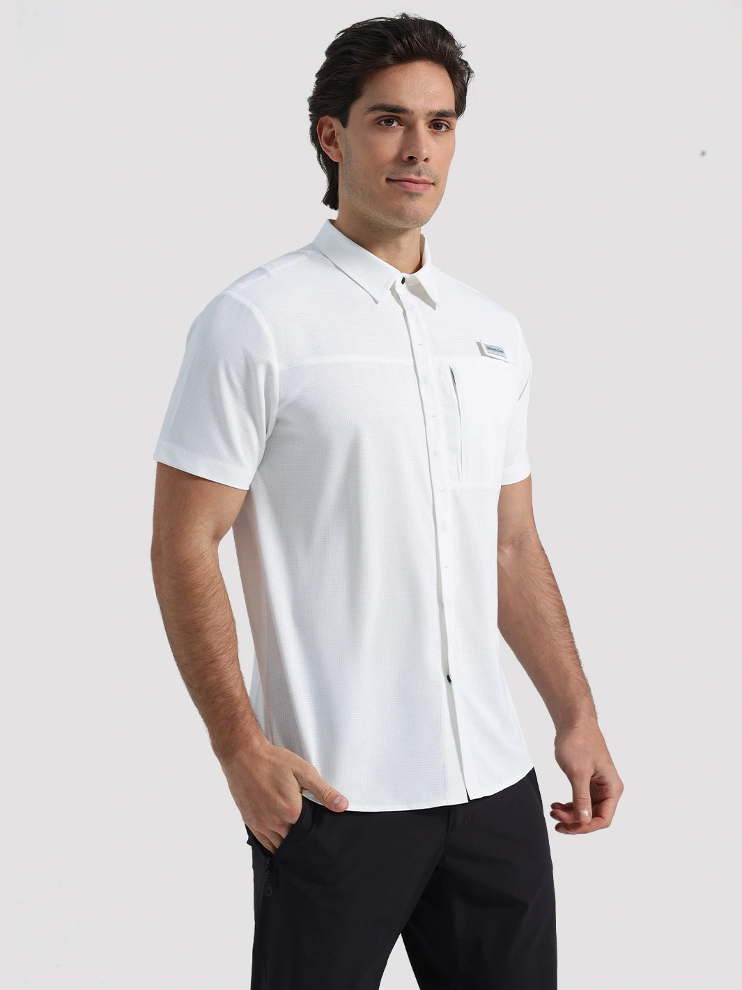 Men's UPF 50+ Quick-Dry Fishing Shirt with Rod Holder