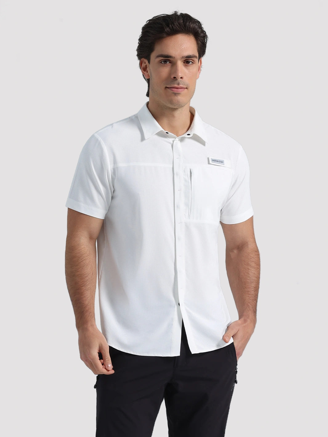Men's UPF 50+ Quick-Dry Fishing Shirt with Rod Holder