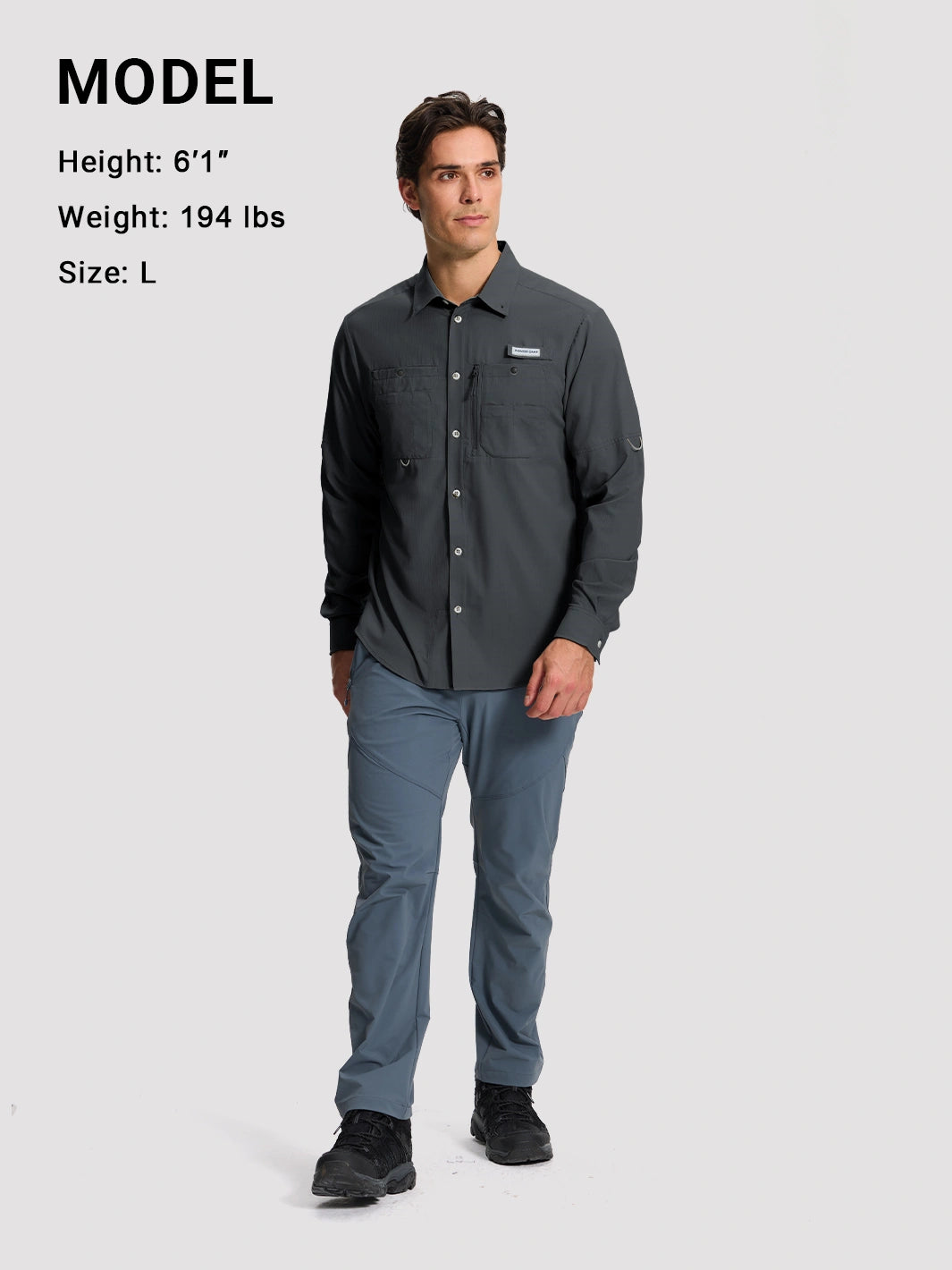 Camicia da pesca e trekking da uomo UPF 50+ con 6 tasche