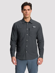 Camicia da pesca e trekking da uomo UPF 50+ con 6 tasche