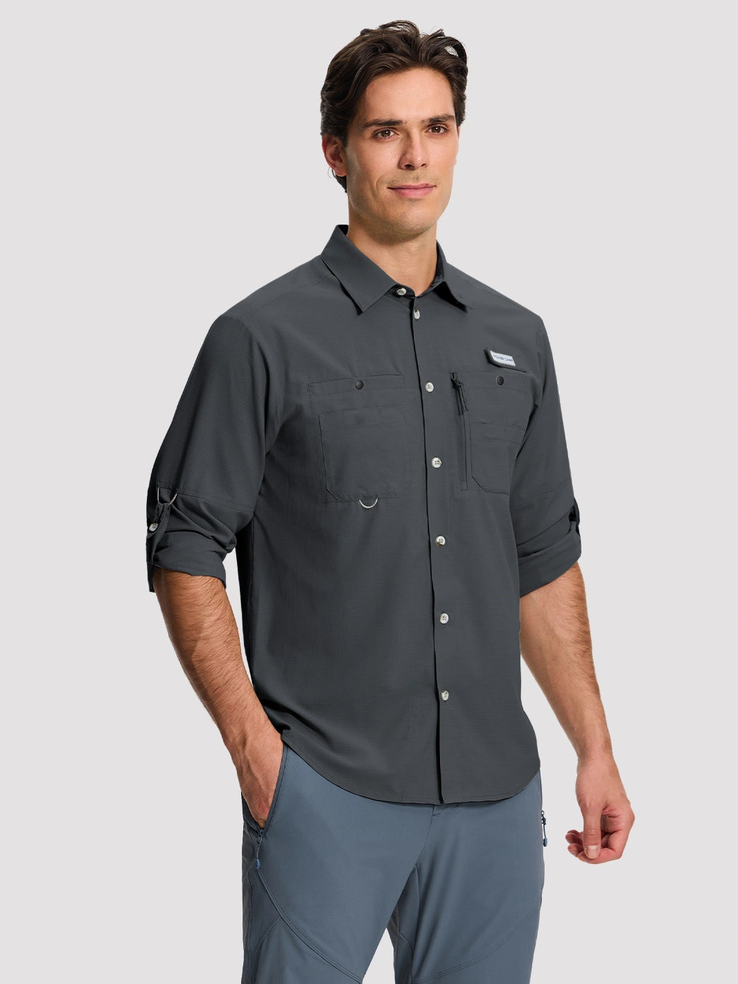 Camicia da pesca e trekking da uomo UPF 50+ con 6 tasche