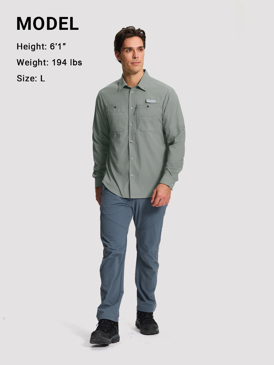 Camicia da pesca e trekking da uomo UPF 50+ con 6 tasche