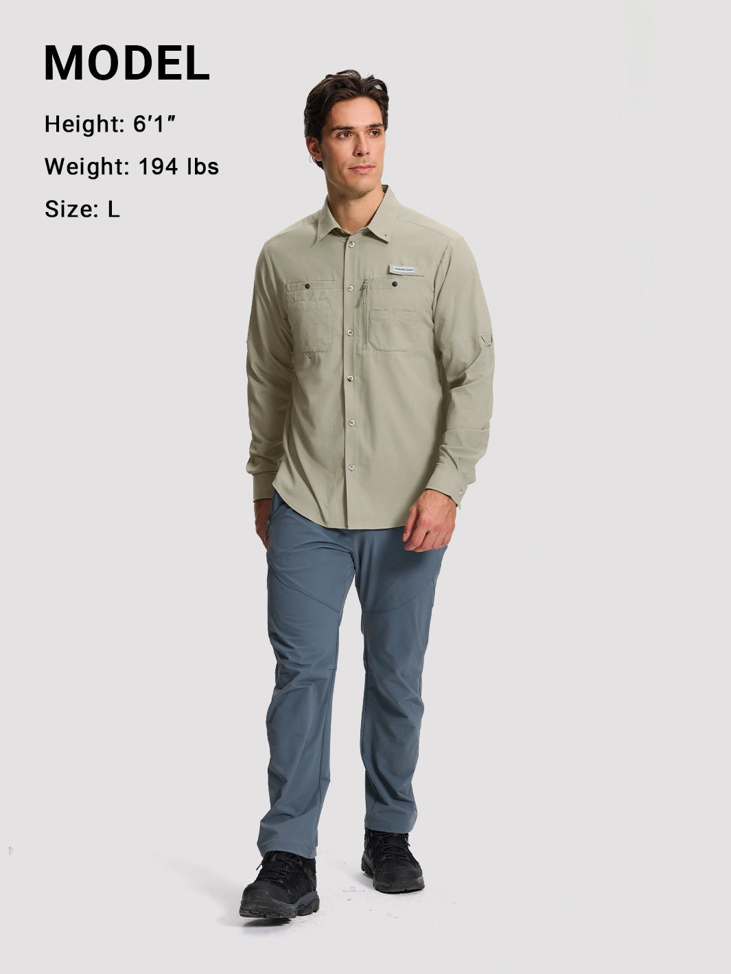 Camicia da pesca e trekking da uomo UPF 50+ con 6 tasche