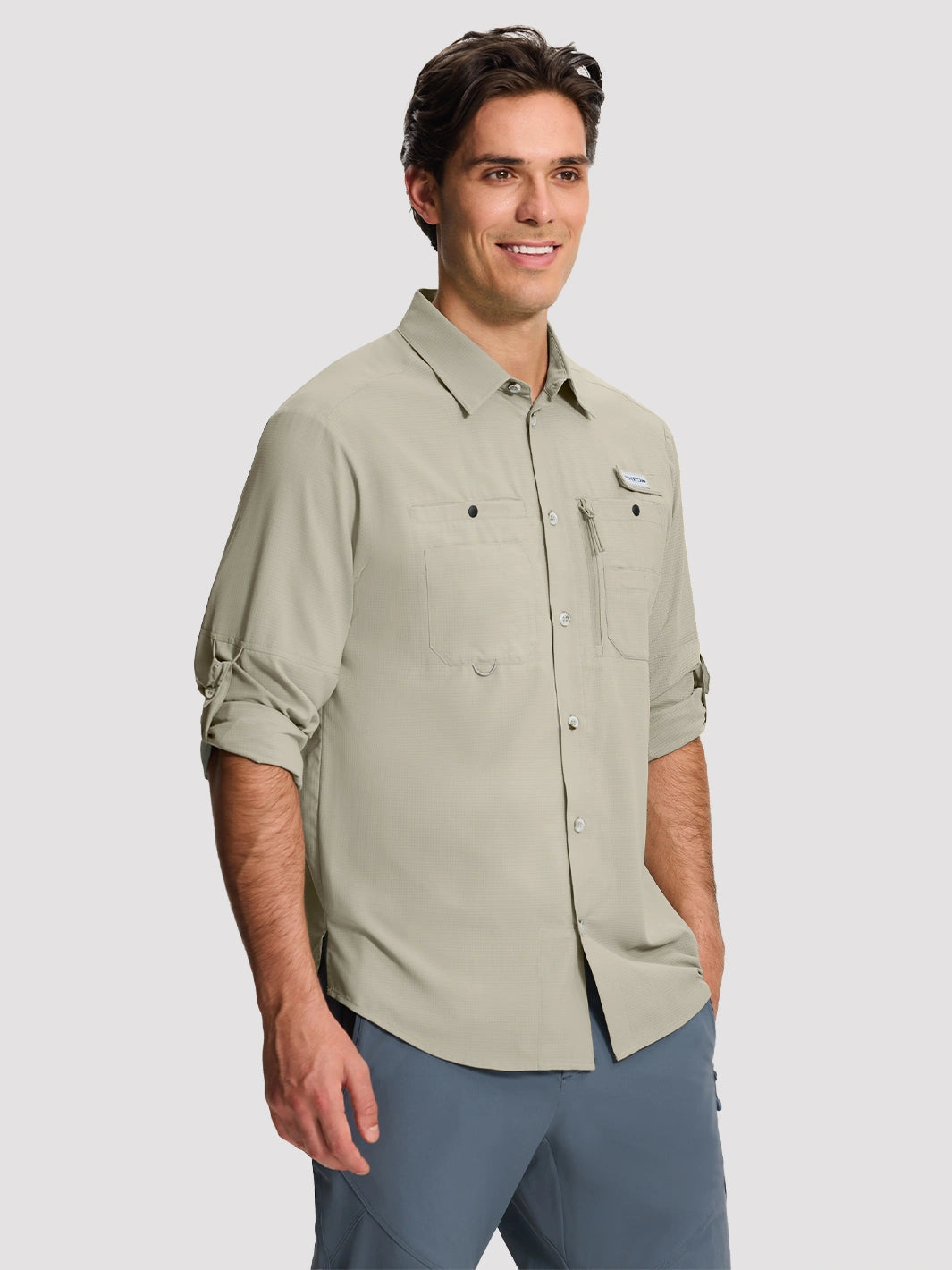Camicia da pesca e trekking da uomo UPF 50+ con 6 tasche