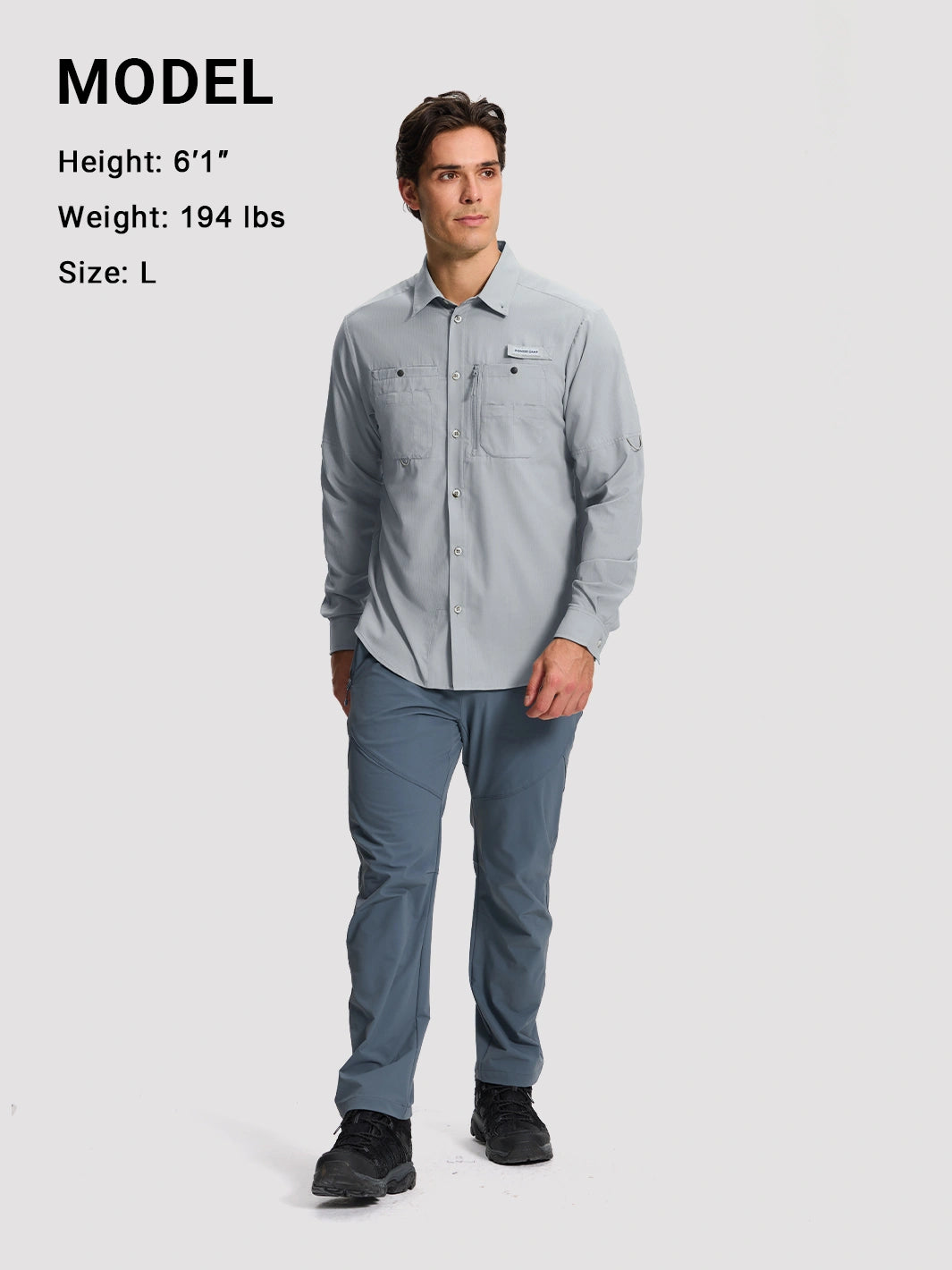Camicia da pesca e trekking da uomo UPF 50+ con 6 tasche