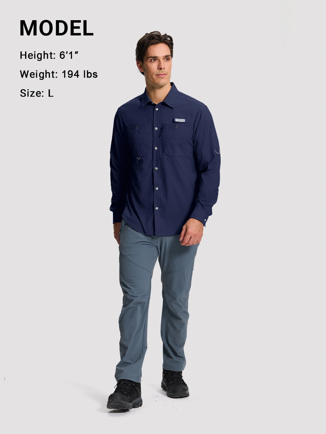 Camicia da pesca e trekking da uomo UPF 50+ con 6 tasche