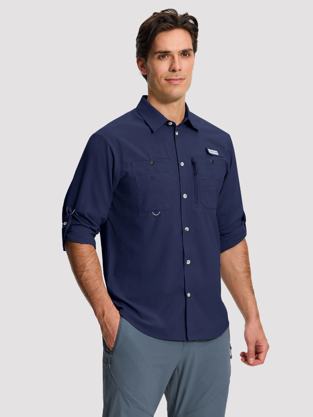 Camicia da pesca e trekking da uomo UPF 50+ con 6 tasche