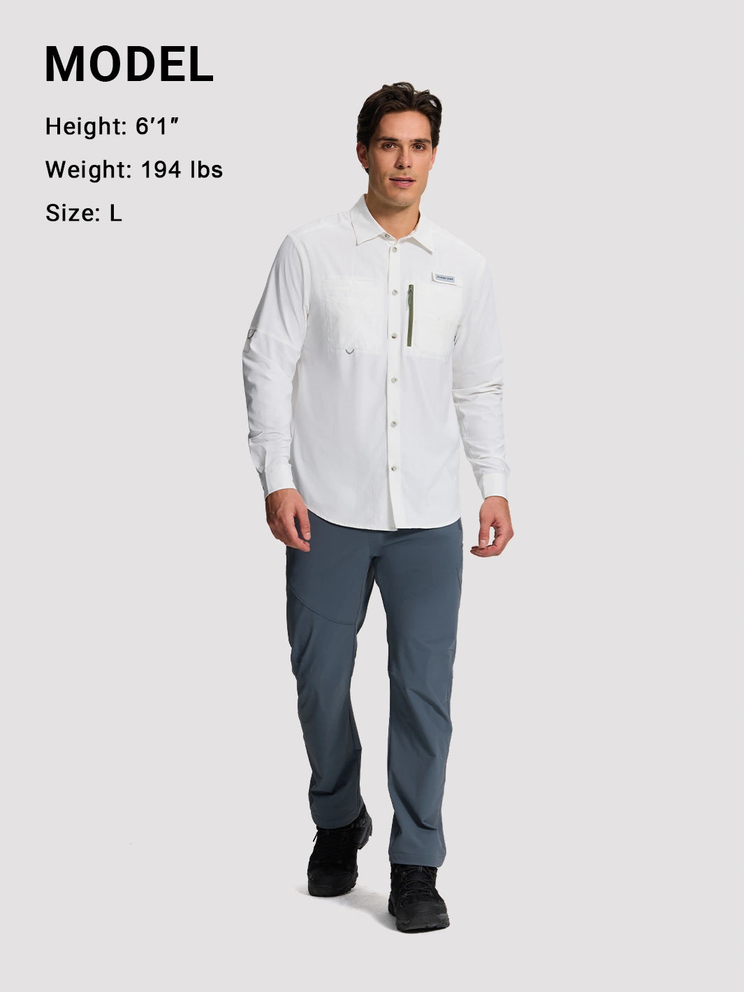 Camicia da pesca e trekking da uomo UPF 50+ con 6 tasche