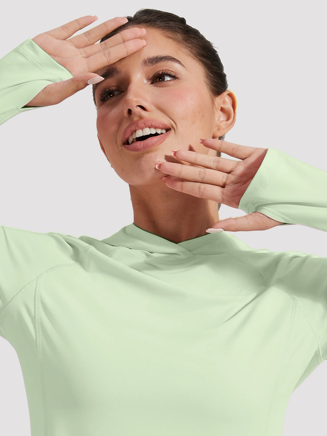 Damen UPF 50+ Sonnenschutz-Hoodie mit Pferdeschwanzöffnung