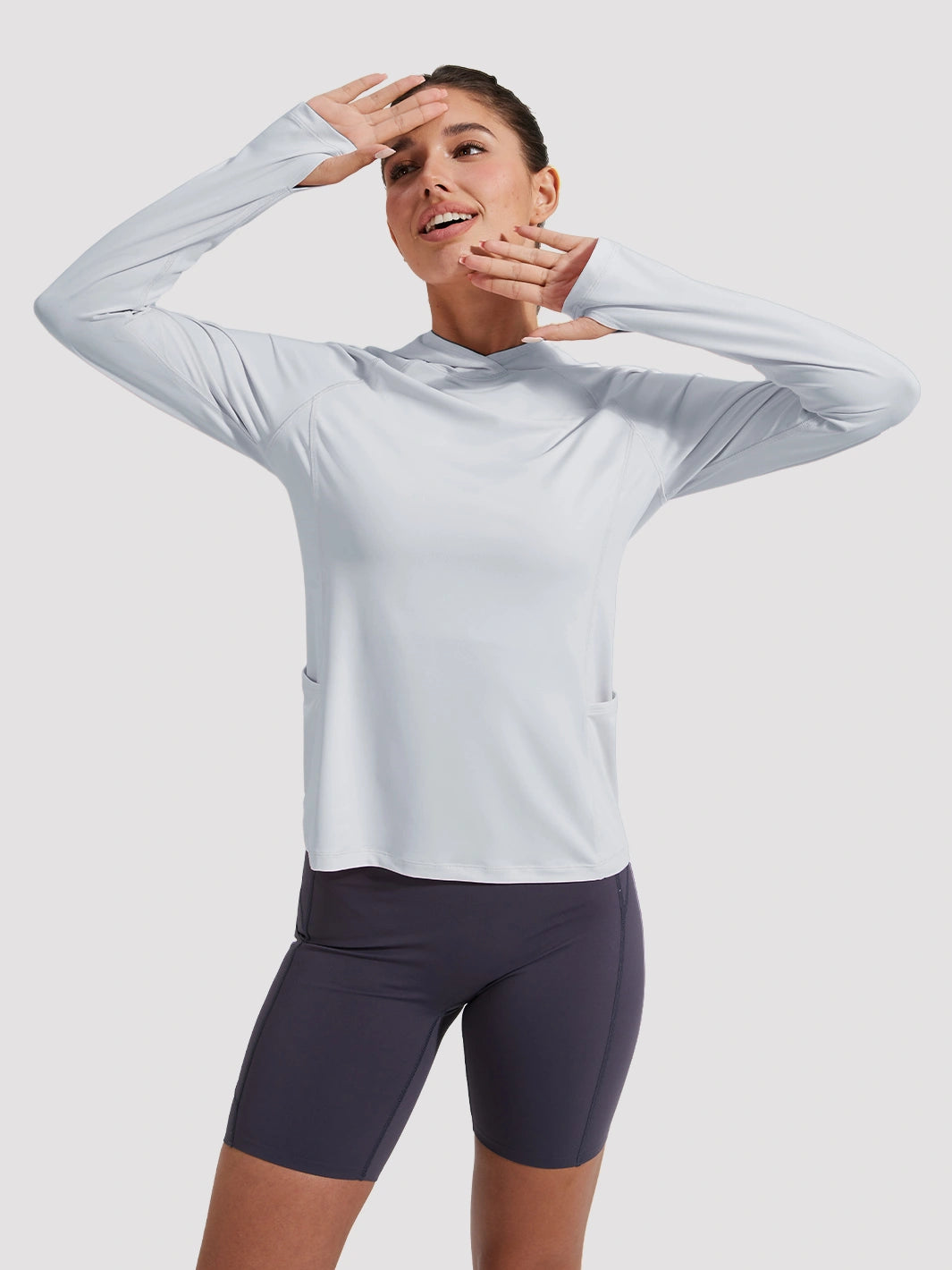 Damen UPF 50+ Sonnenschutz-Hoodie mit Pferdeschwanzöffnung