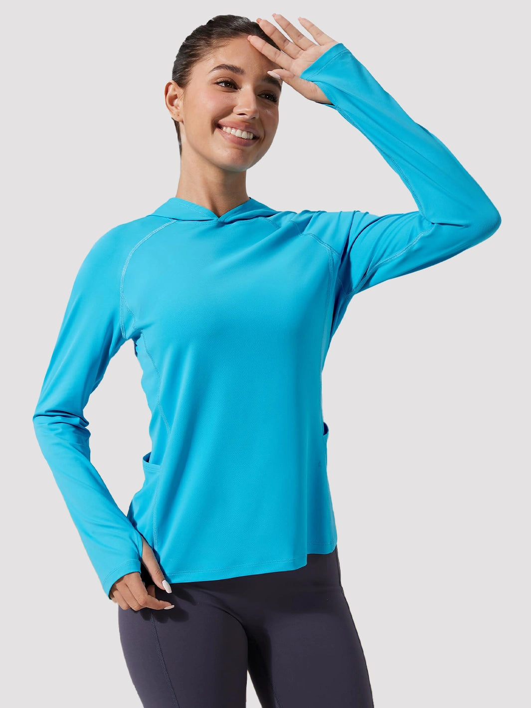 Damen UPF 50+ Sonnenschutz-Hoodie mit Pferdeschwanzöffnung