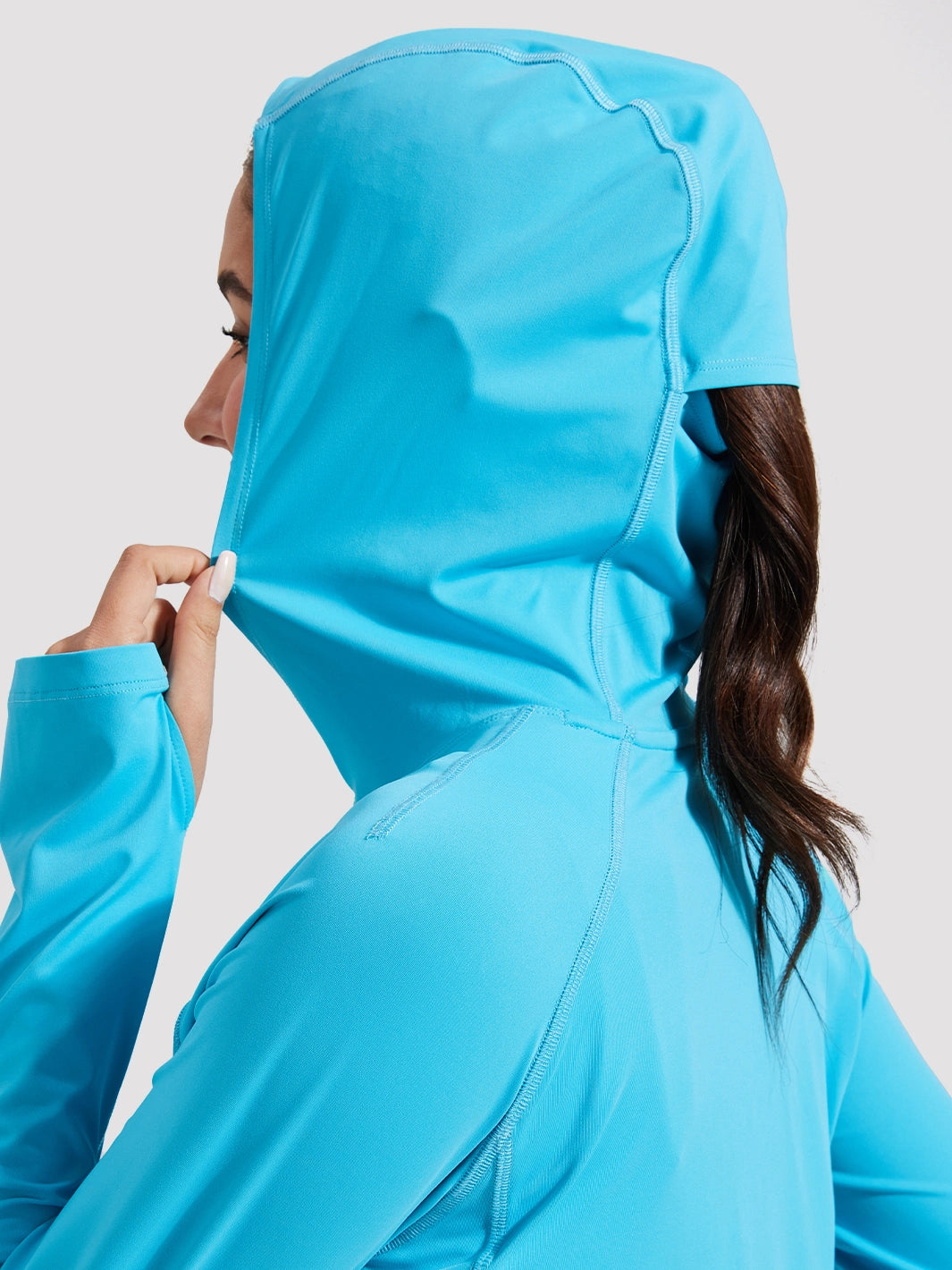 Damen UPF 50+ Sonnenschutz-Hoodie mit Pferdeschwanzöffnung