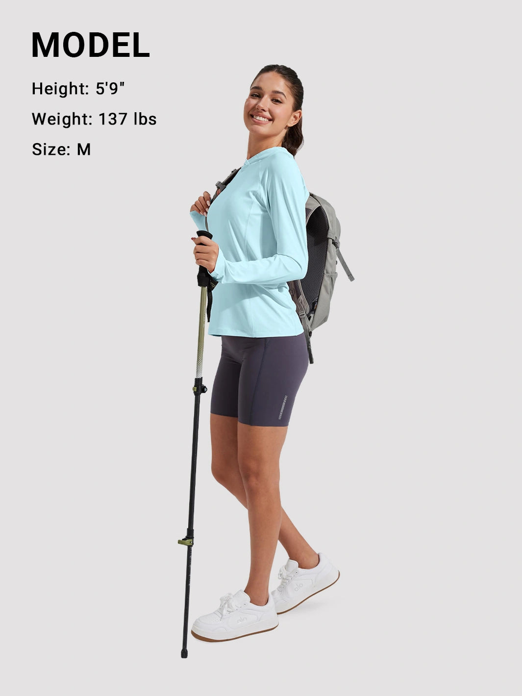 Damen UPF 50+ Sonnenschutz-Hoodie mit Pferdeschwanzöffnung