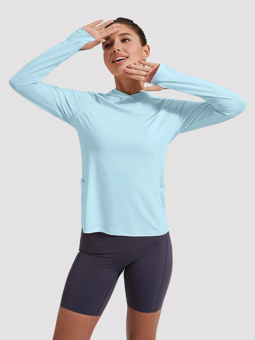 Damen UPF 50+ Sonnenschutz-Hoodie mit Pferdeschwanzöffnung