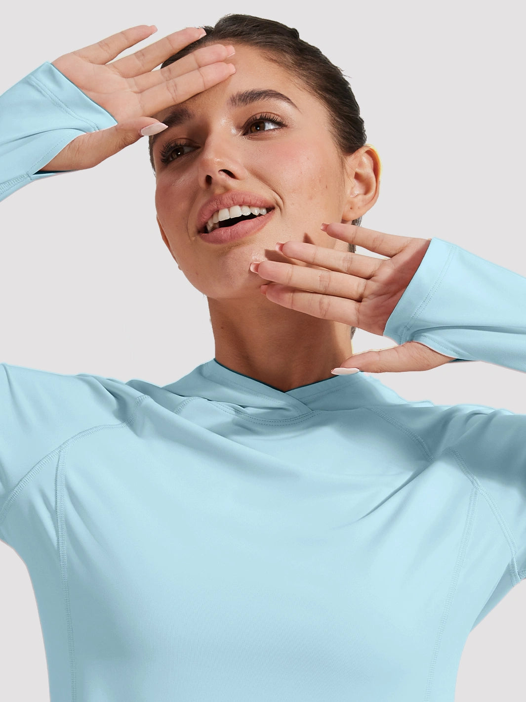 Damen UPF 50+ Sonnenschutz-Hoodie mit Pferdeschwanzöffnung