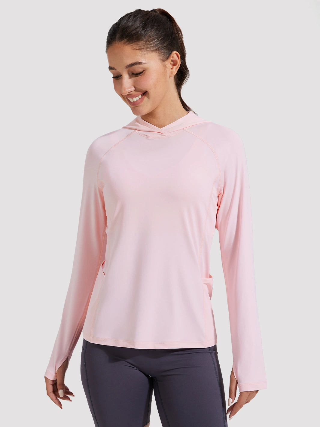 Damen UPF 50+ Sonnenschutz-Hoodie mit Pferdeschwanzöffnung