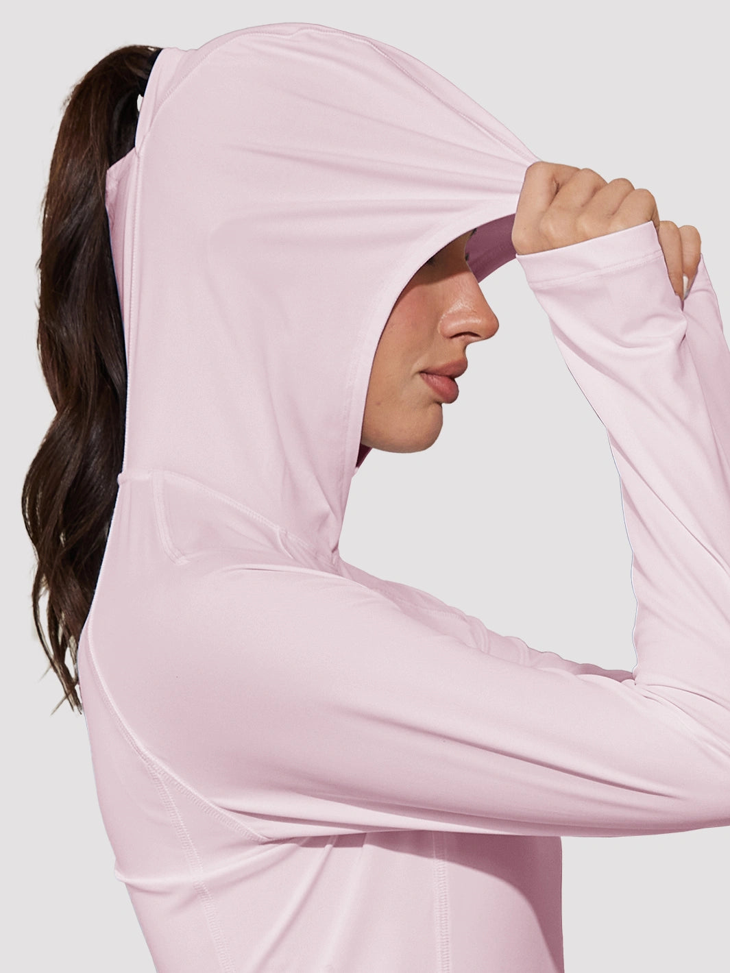Damen UPF 50+ Sonnenschutz-Hoodie mit Pferdeschwanzöffnung