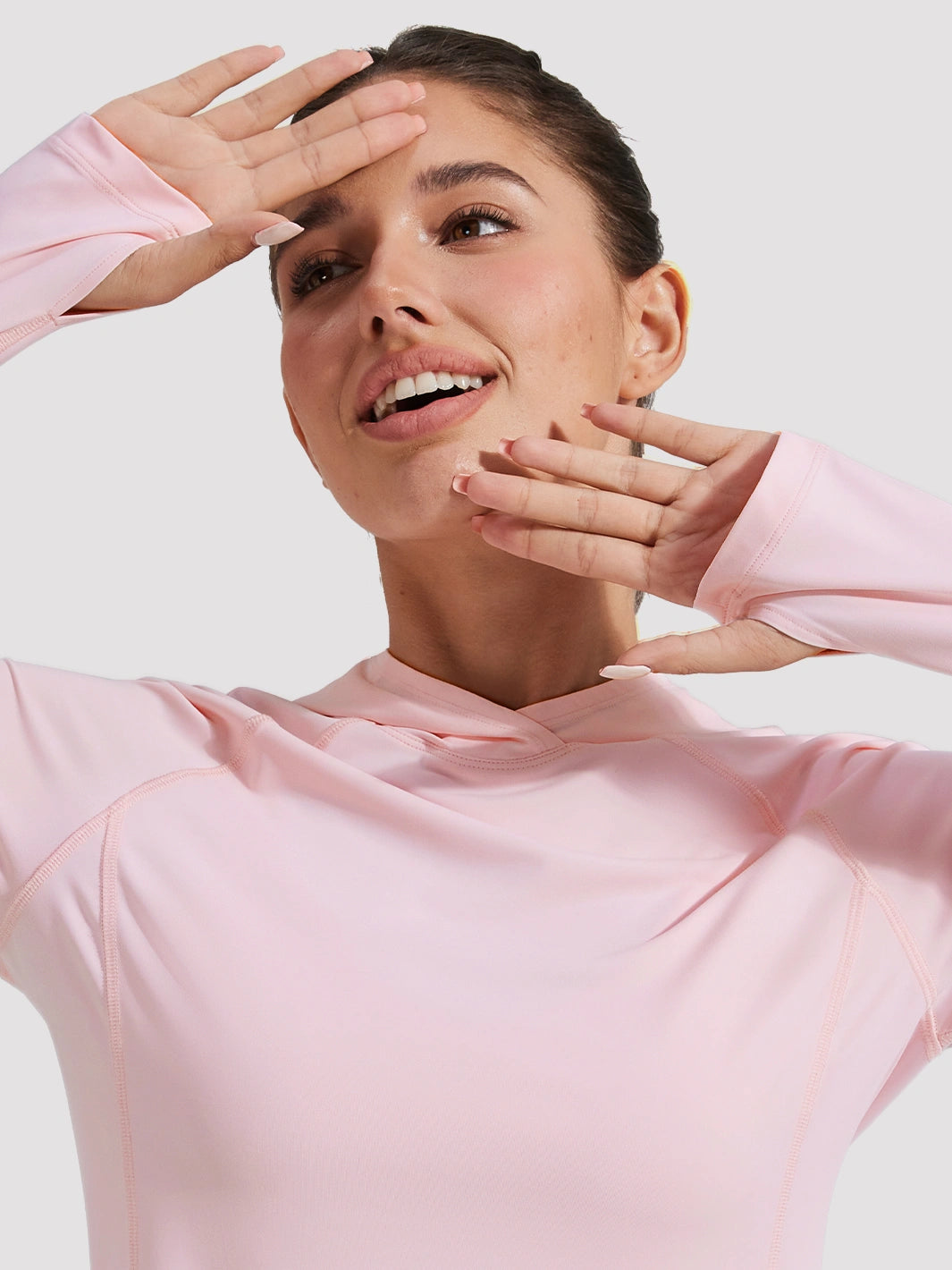 Damen UPF 50+ Sonnenschutz-Hoodie mit Pferdeschwanzöffnung