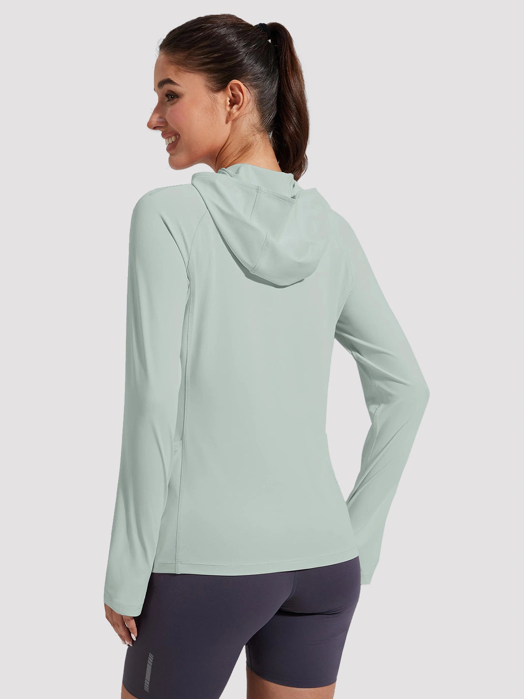 Damen UPF 50+ Sonnenschutz-Hoodie mit Pferdeschwanzöffnung