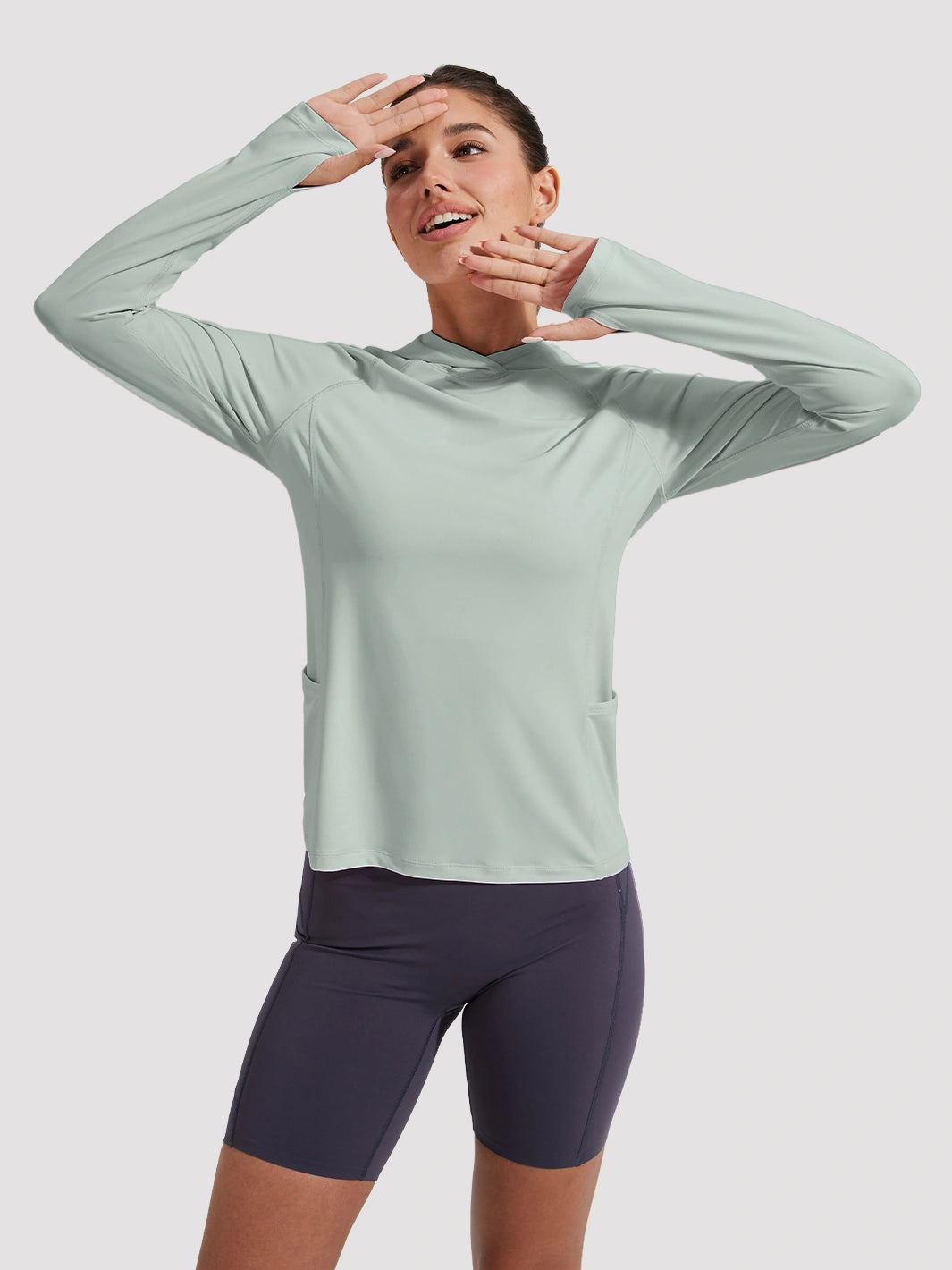 Damen UPF 50+ Sonnenschutz-Hoodie mit Pferdeschwanzöffnung