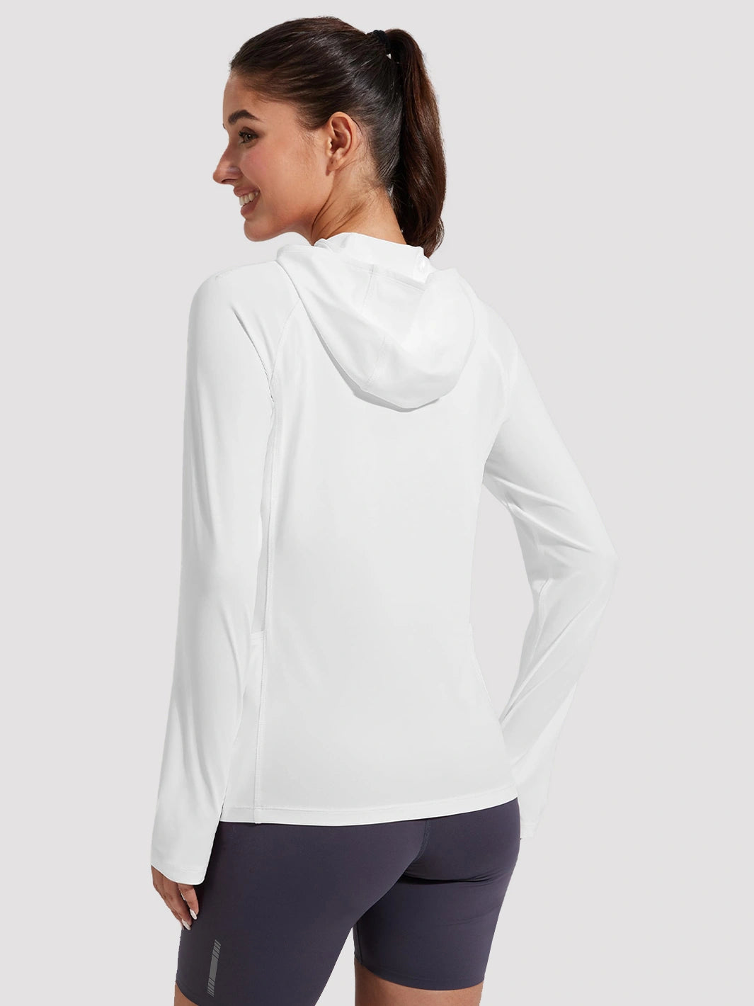 Damen UPF 50+ Sonnenschutz-Hoodie mit Pferdeschwanzöffnung