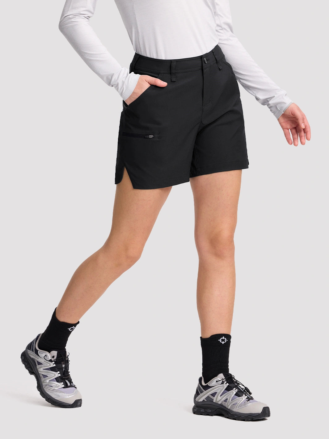 Pantalones cortos de senderismo de secado rápido para mujer de 5 pulgadas