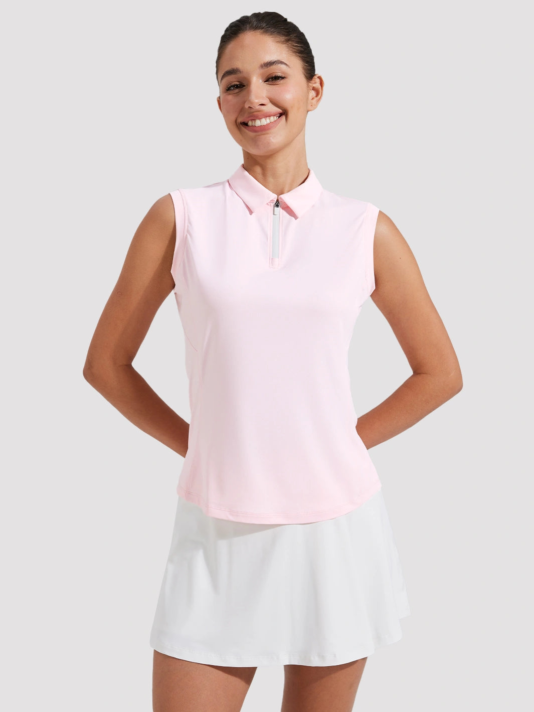 Women's UPF 50+ Sleeveless Golf Polo with Half-Zip